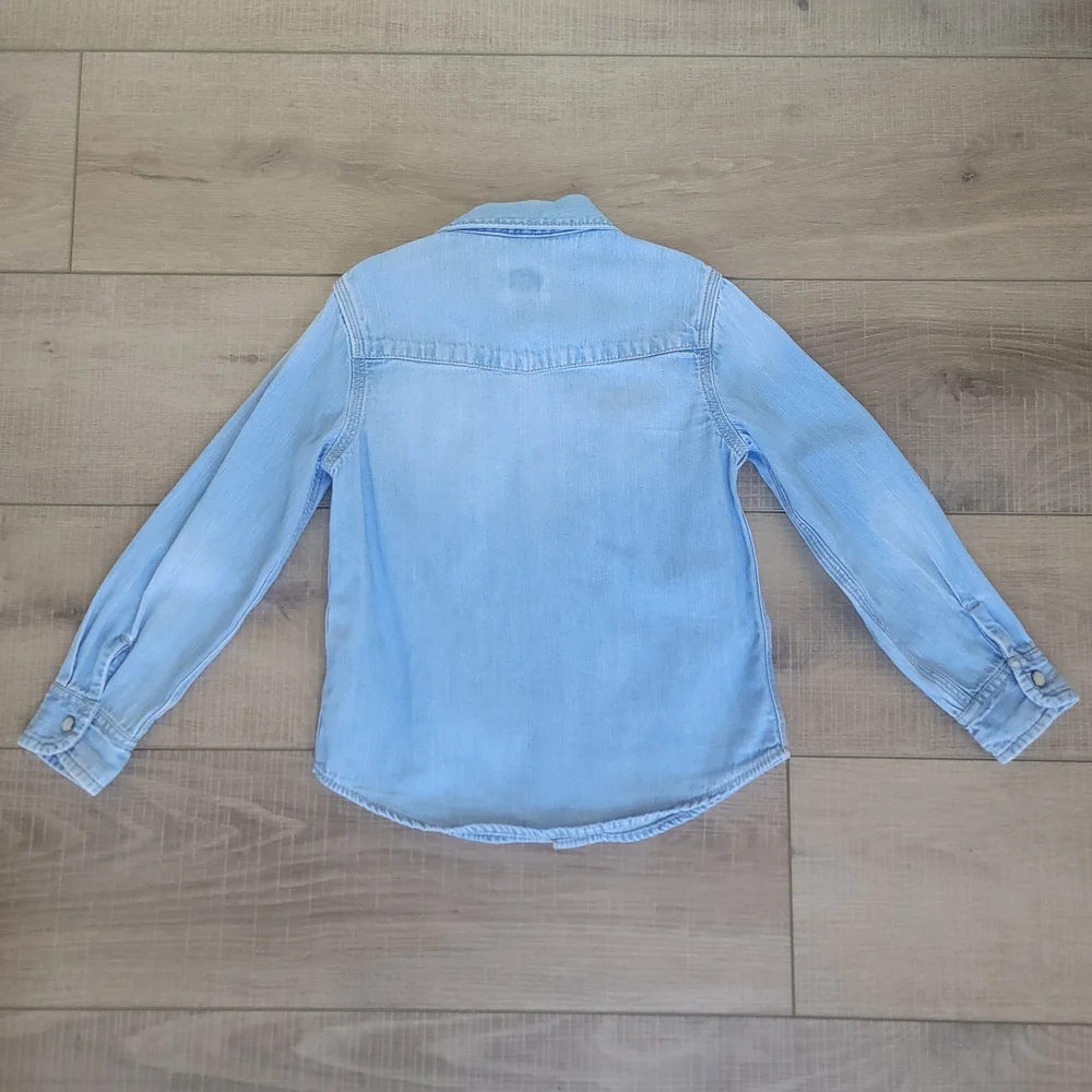 Baby GAP Boys Blue Chambray Denim Snap Up Western Shirt Unisex Sz 5 Long Sleeved
